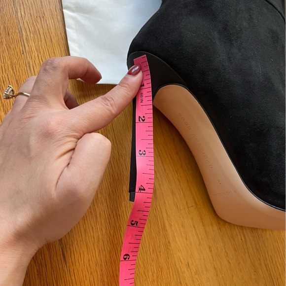 Good American Women’s Over the Knee Fold Over Boots 100% Suede Black Size 8 NWT - Picture 7 of 9